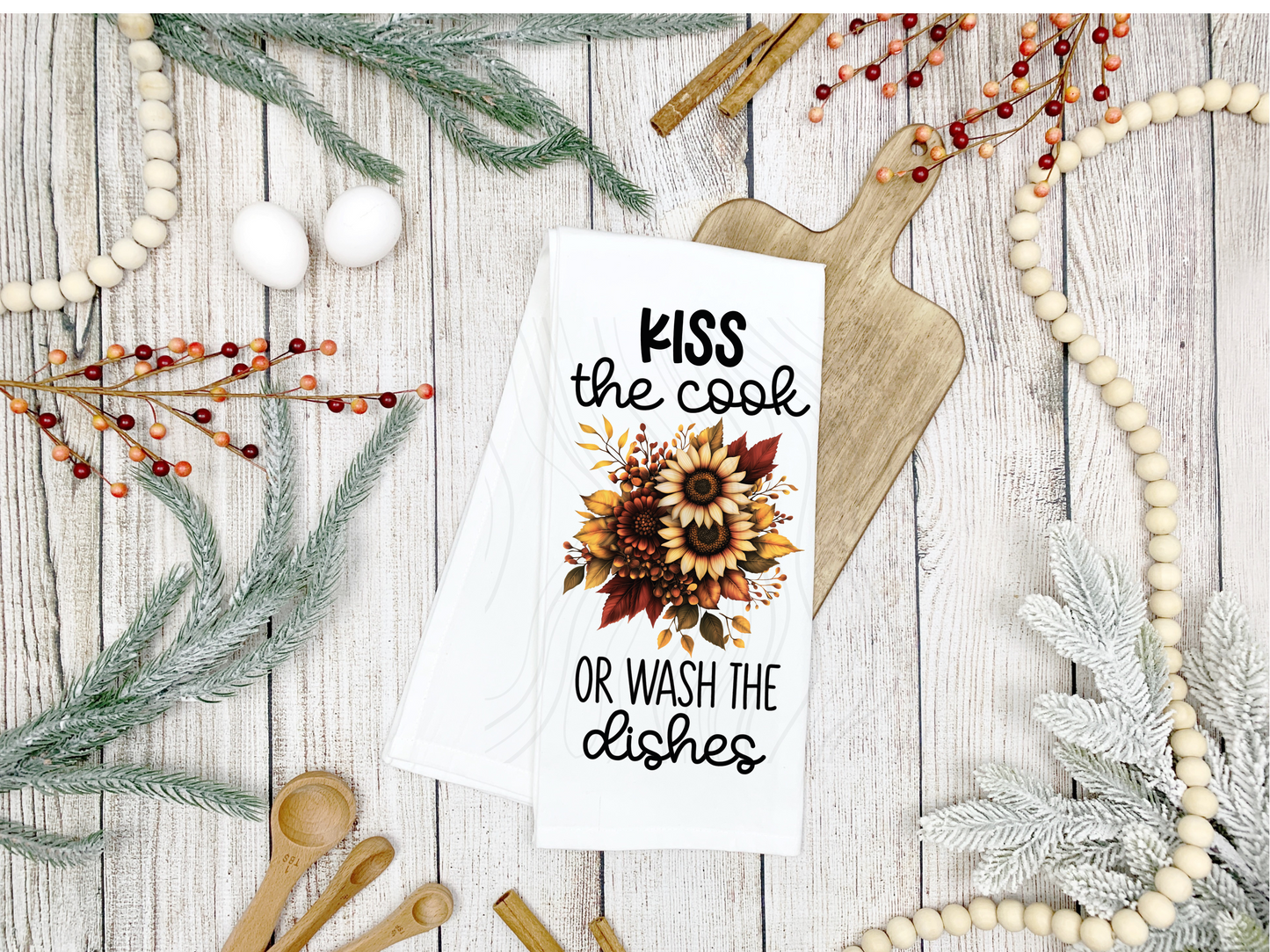 Kiss The Cook Tea Towel Transfer