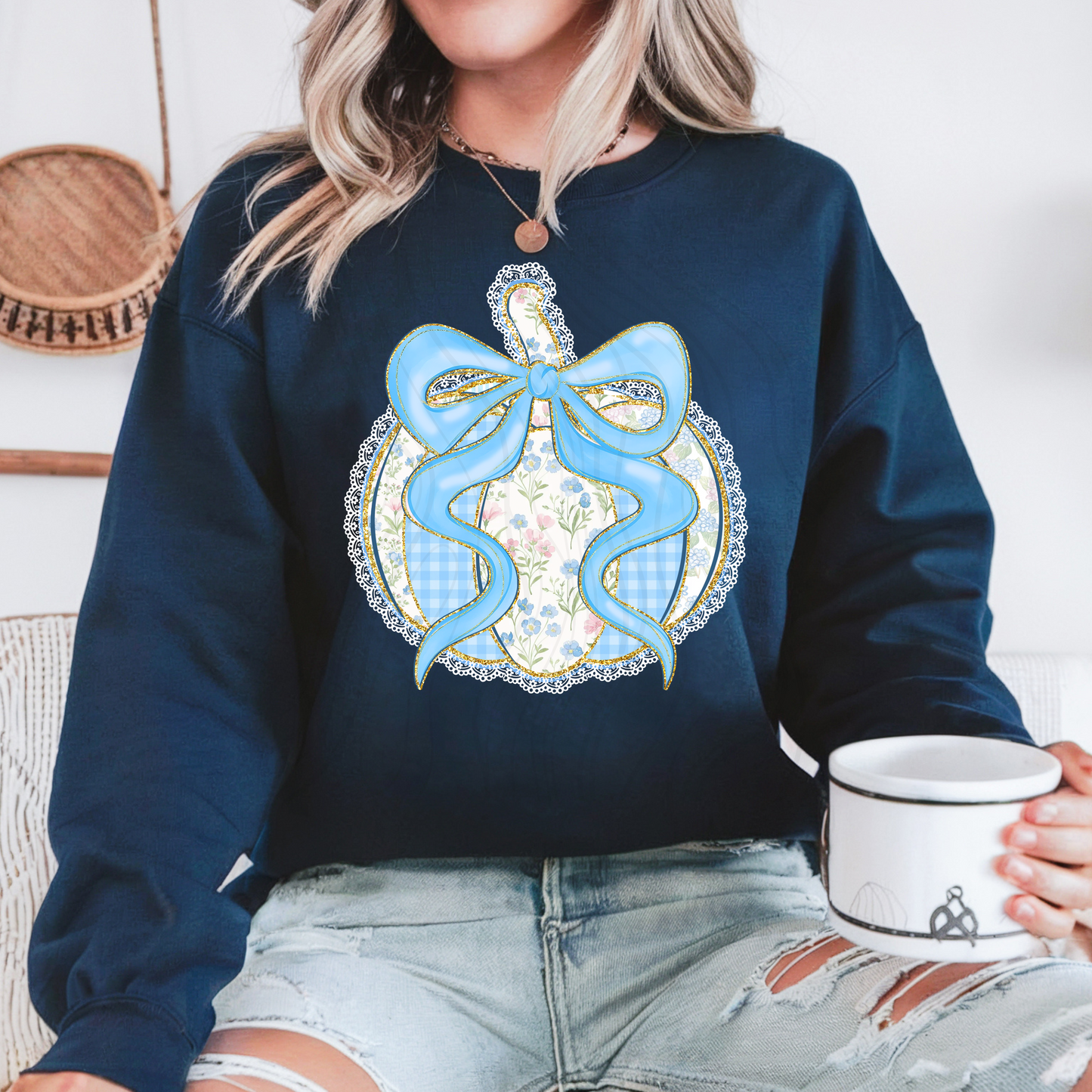 Lace Blue Pumpkin Transfer