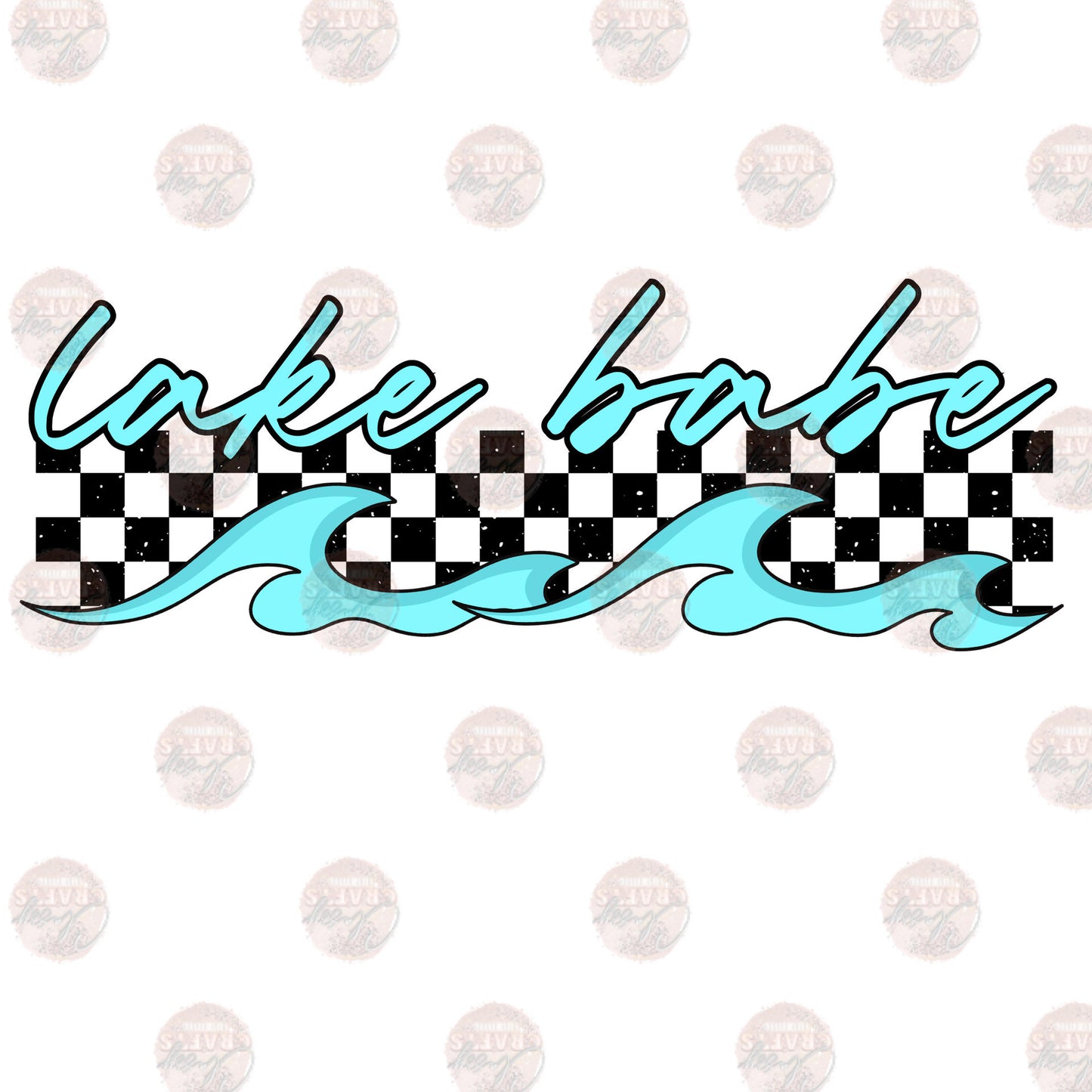 Lake Babe Black Checkered Transfer