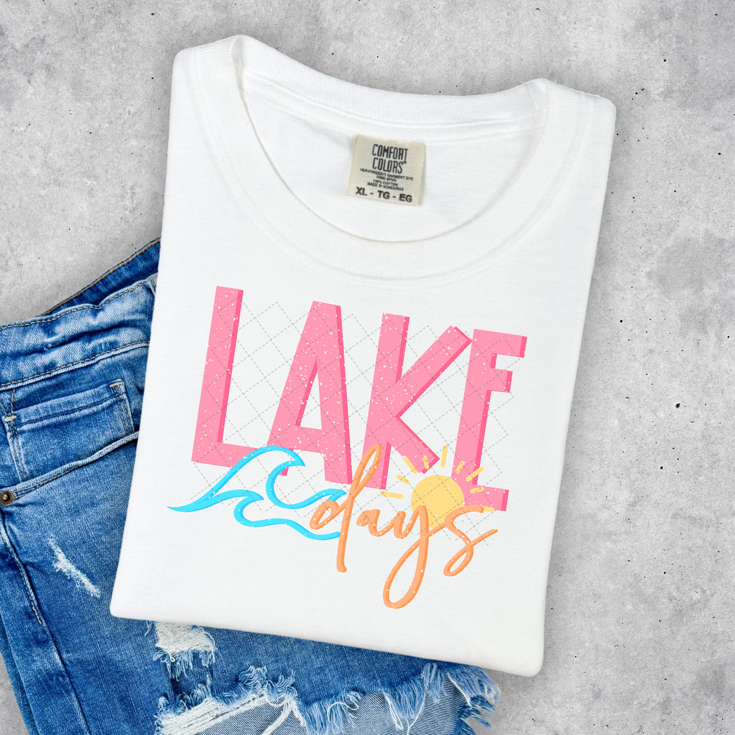 Lake Days Pink Distressed Transfer