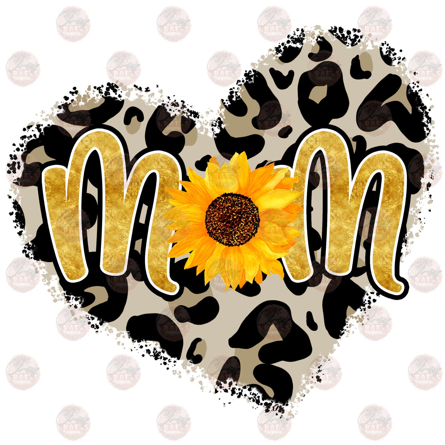 Leopard Heart Sunflower Mom Transfer