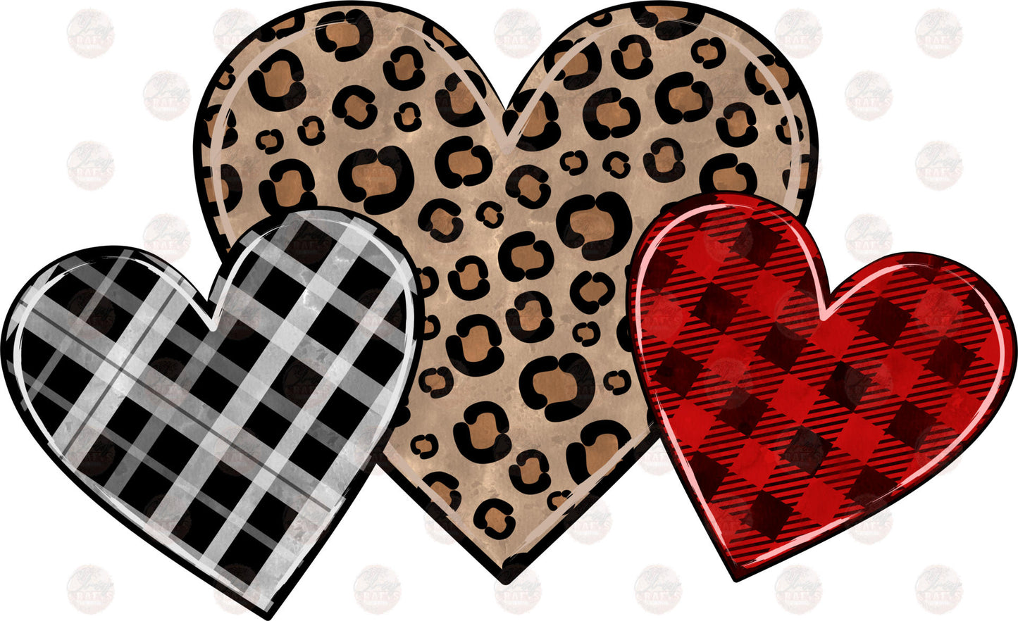 Leopard & Plaid Hearts Transfer