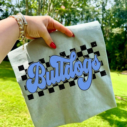 Light Blue Checkered Bulldogs Transfer