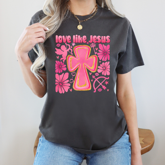 Love Like Jesus Boho Flower Transfer