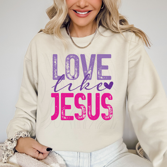 Love Like Jesus Heart Pink Transfer