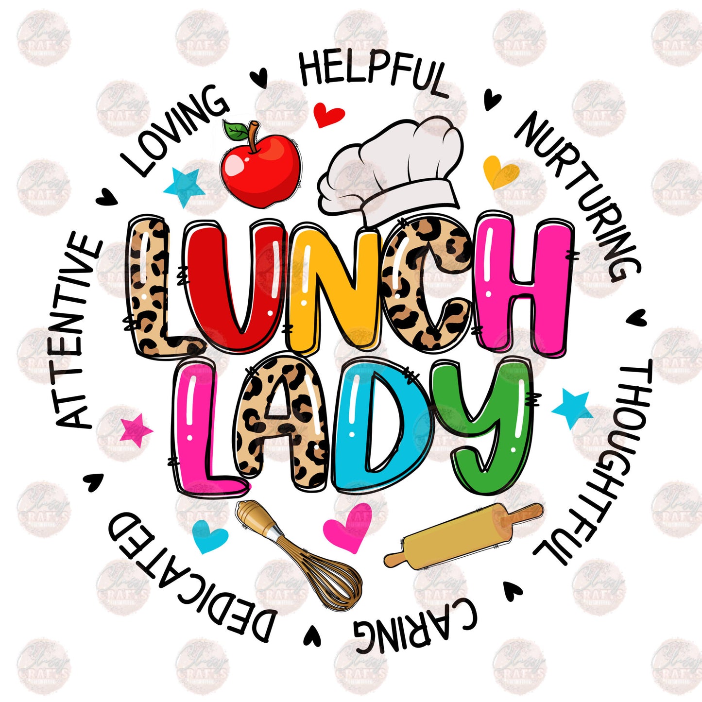 Lunch Lady Colorful Transfer