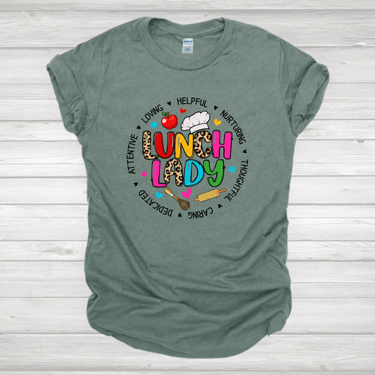 Lunch Lady Colorful Transfer