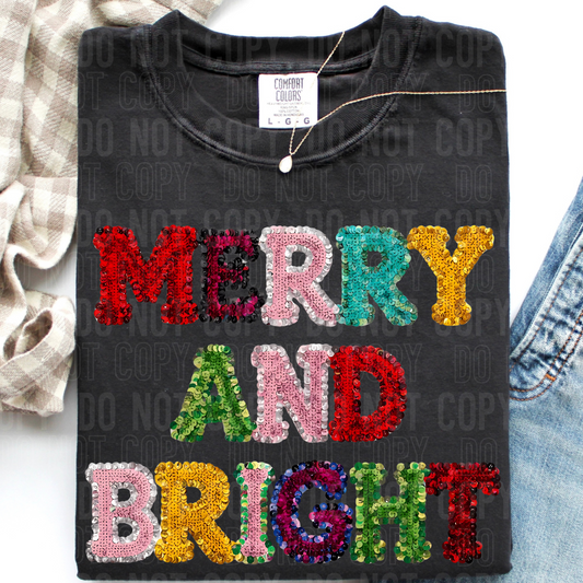 MERRY AND BRIGHT SEQUINS TRANSFER
