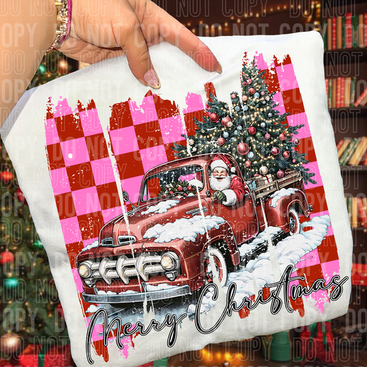 MERRY CHRISTMAS SANTA BRUSHSTROKE TRANSFER