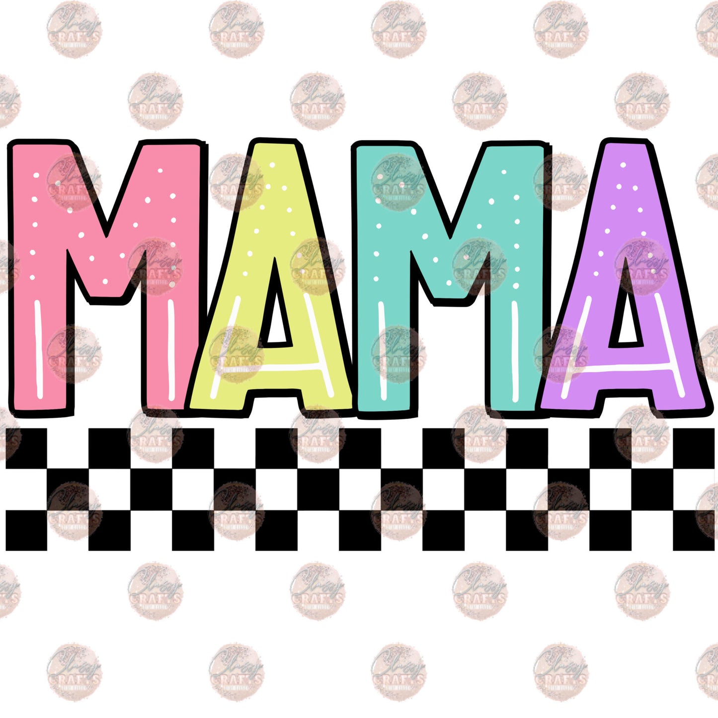 Mama Pastel Checkered Transfer