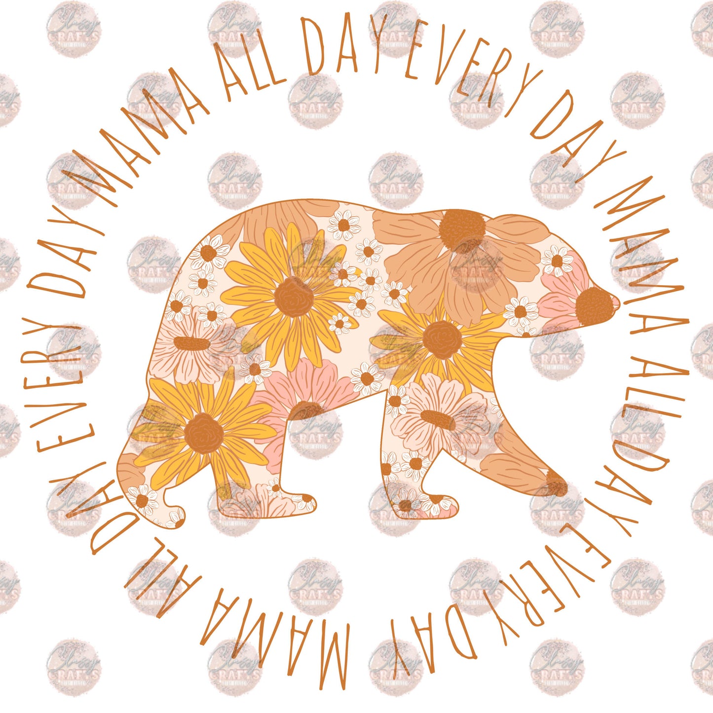 Mama All Day Boho Floral Transfer