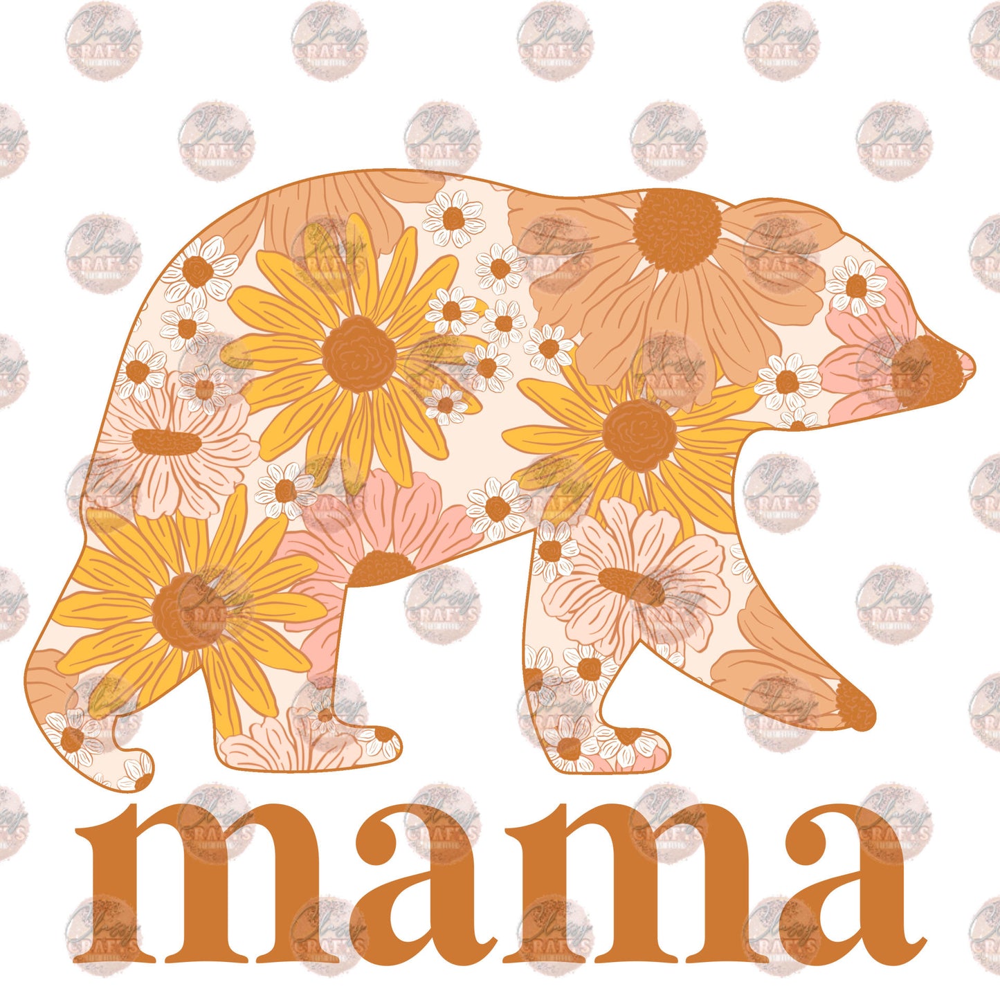 Mama Bear Boho Floral Transfer