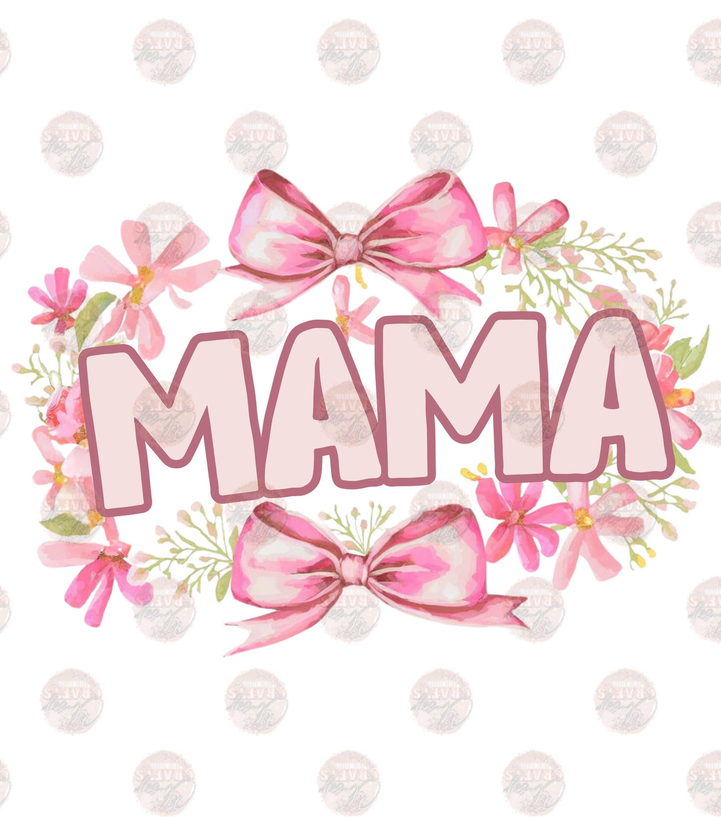 Mama and Mini Block Letters with Bows Transfer