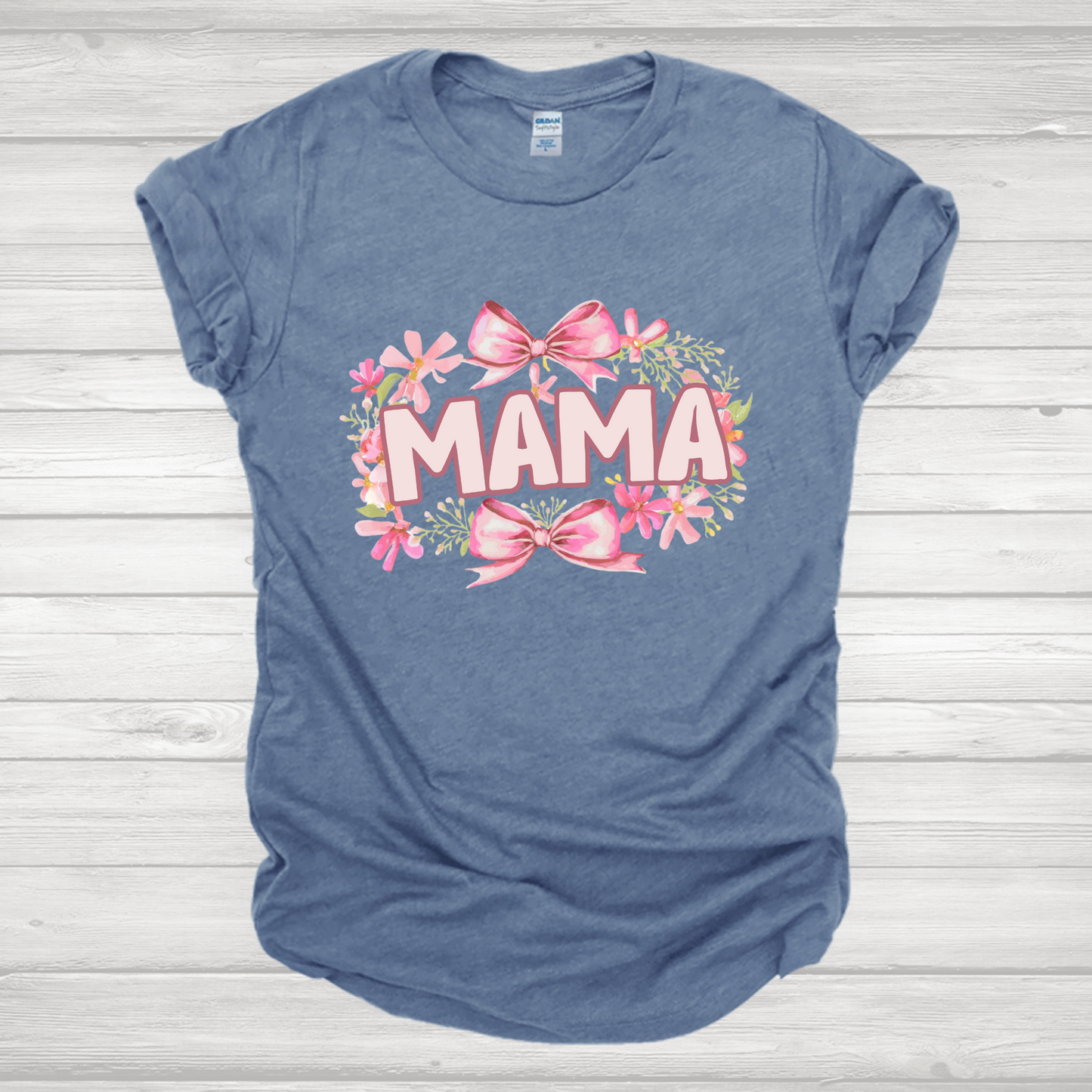 Mama and Mini Block Letters with Bows Transfer