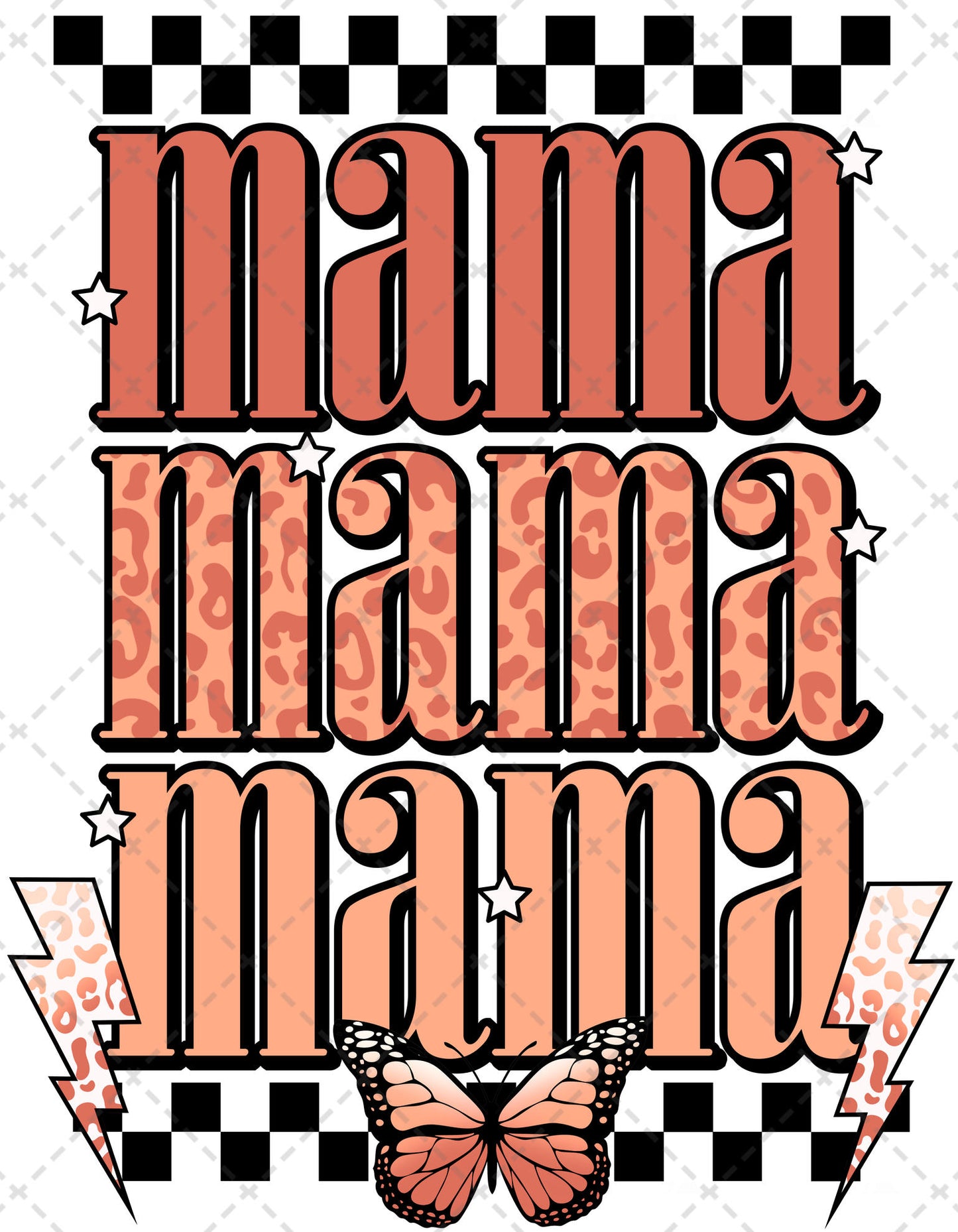 Mama and Mini Butterfly Retro Transfer