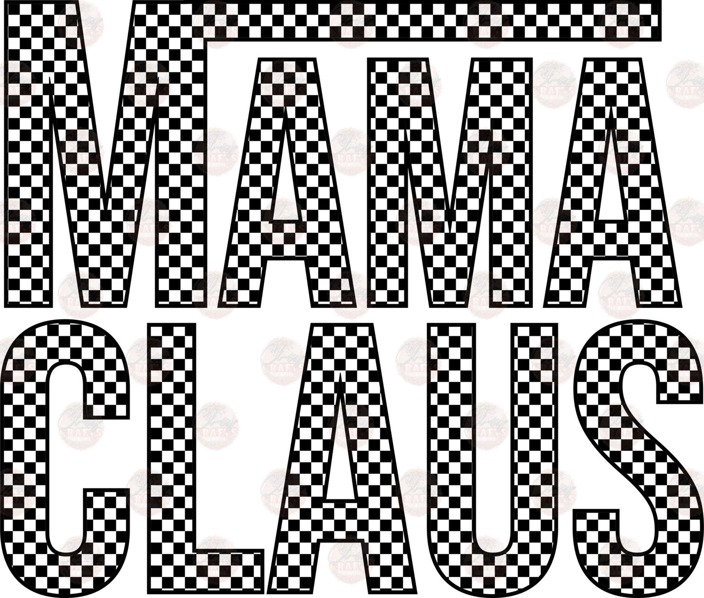 Mama Claus Checkered Transfer