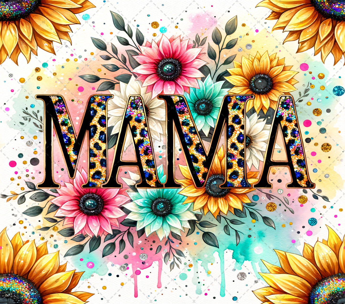 Mama Pastel Sunflower Tumbler Wrap - Sublimation Transfer