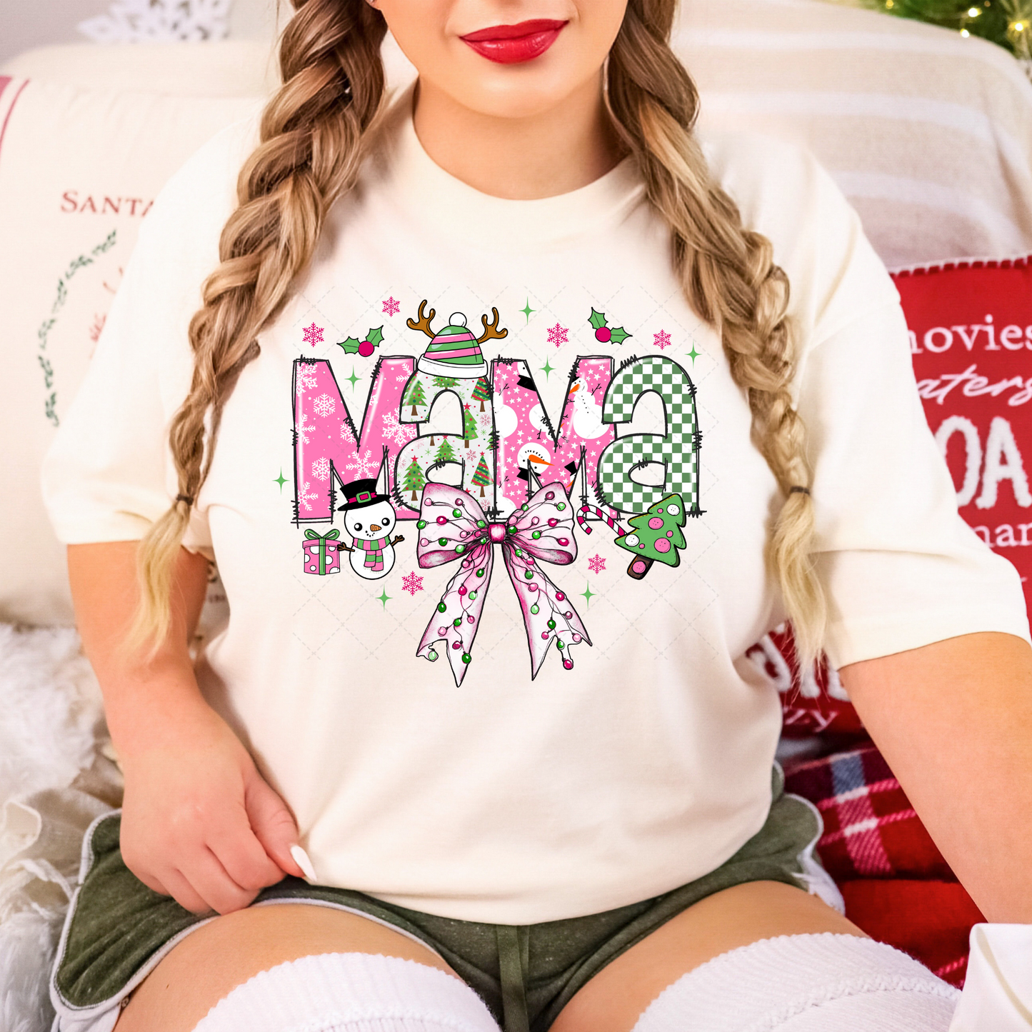 Mama Pink Christmas Coquette Transfer