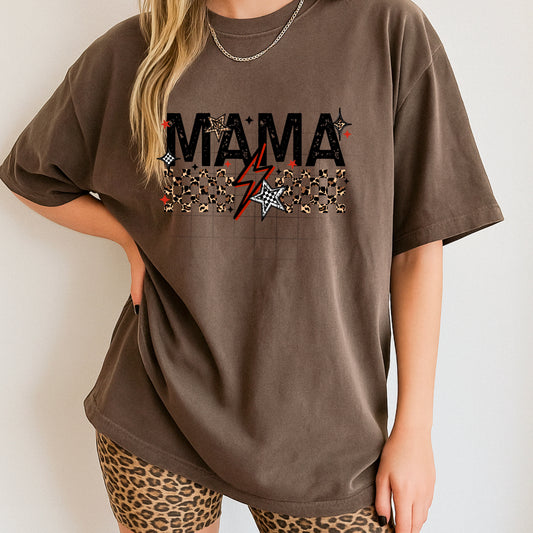 Mama Red Cheetah And Checker Black Transfer