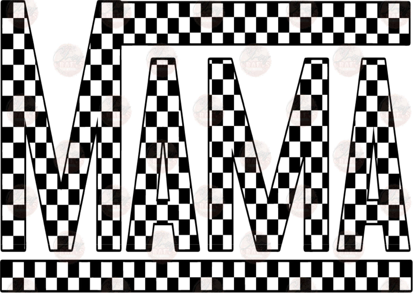 Mama Retro Black Checkered Transfer
