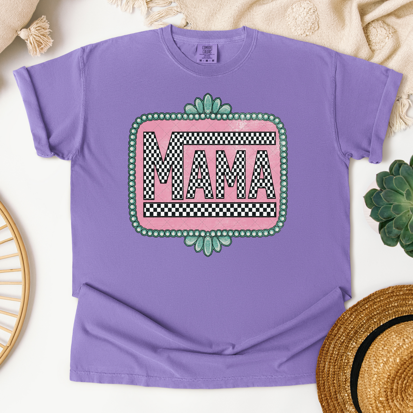 Mama Western Checkered Transfer