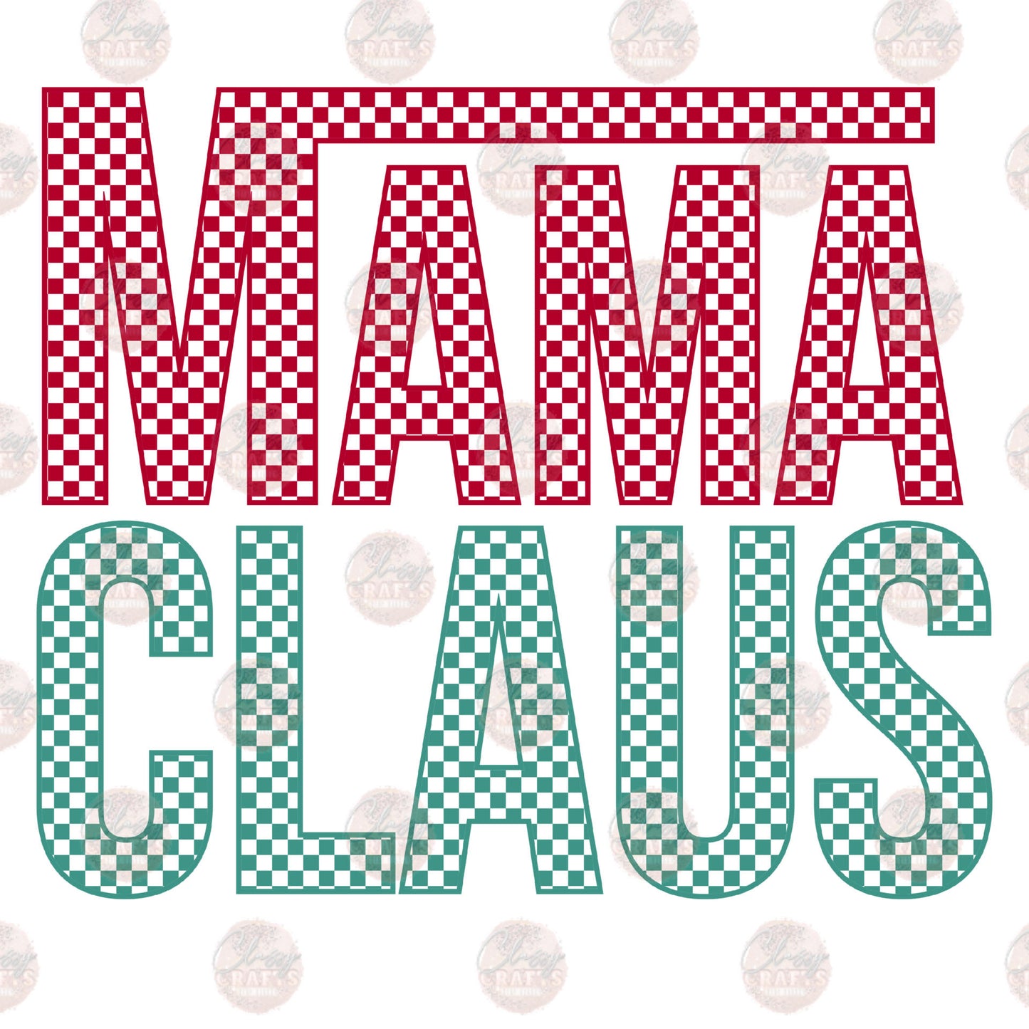 Mama Claus Checkered Transfer