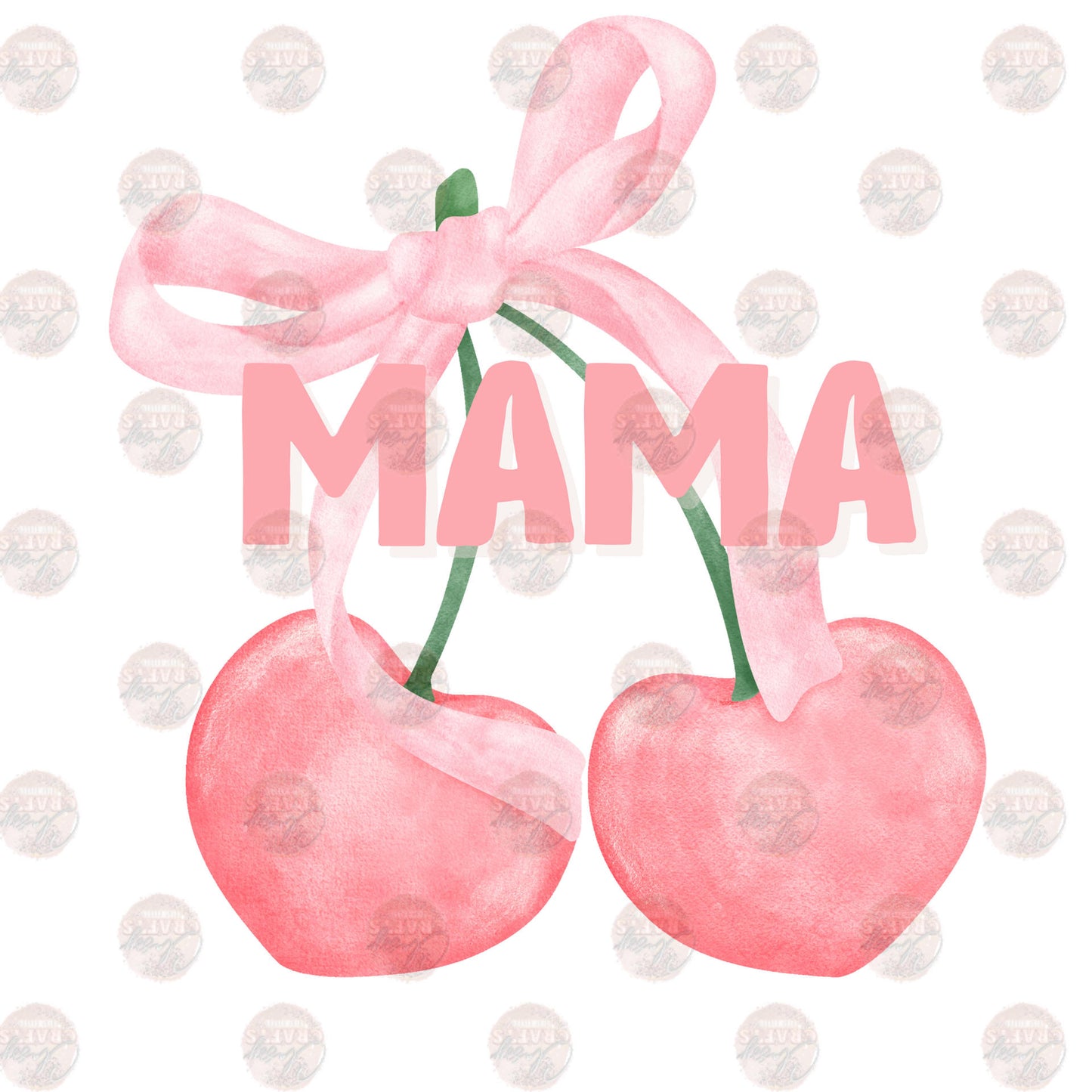 Mama and Mini Pink Cherries Transfer