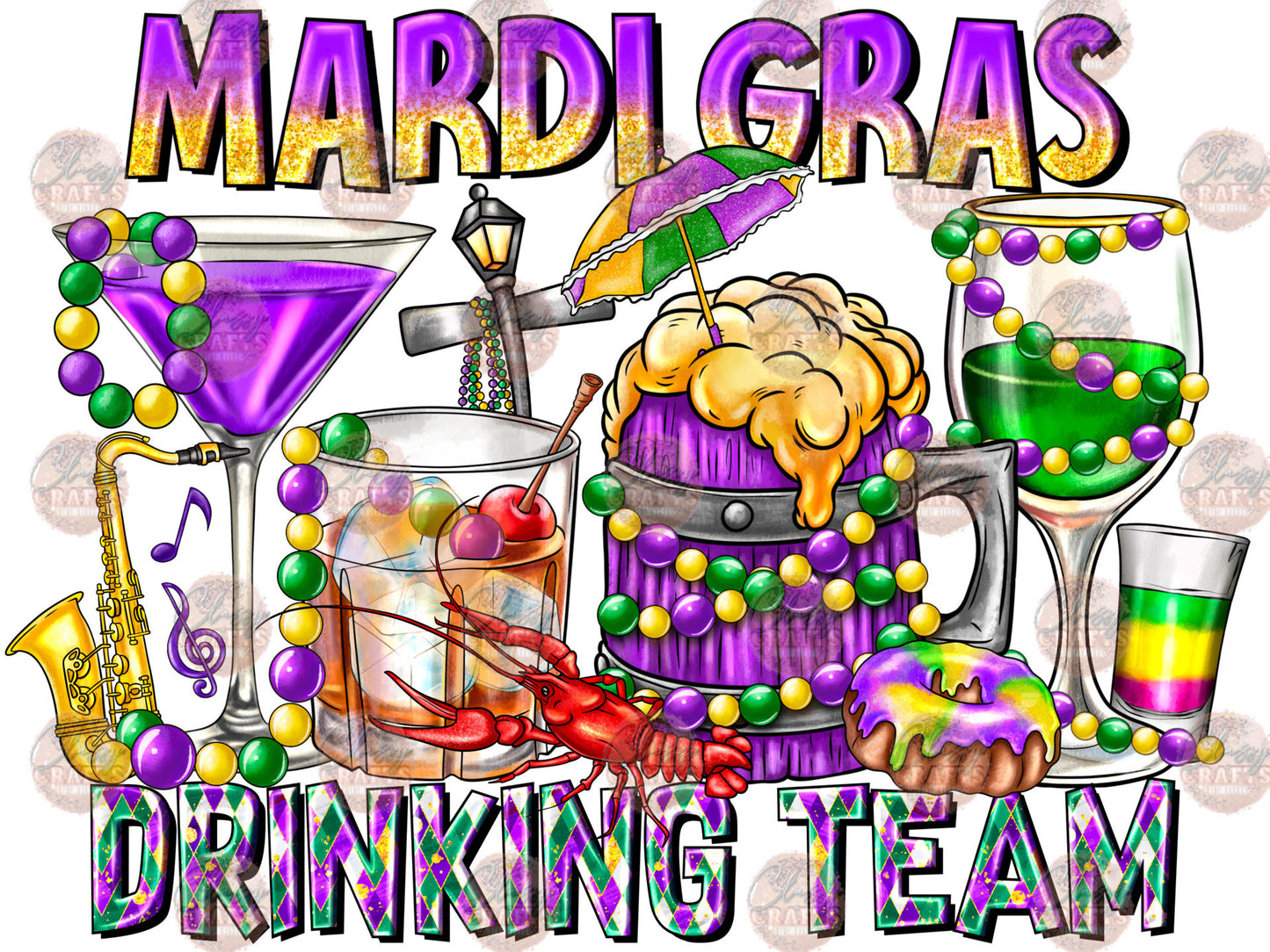 Mardi Gras Drinking Team Transfers