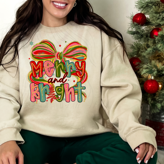 Merry And Bright Bow Transfer