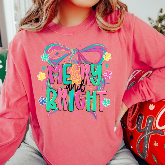 Merry And Pink Bow Transfer