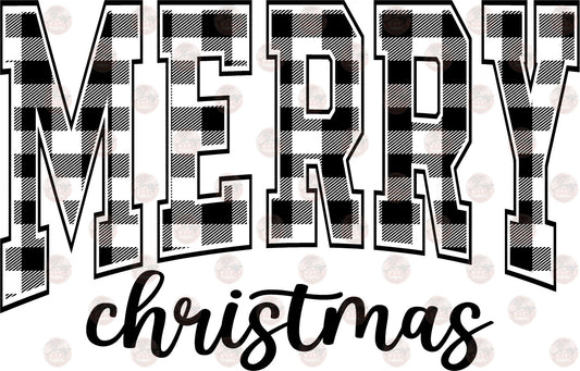 Merry Christmas Black Checkered - Sublimation Transfers