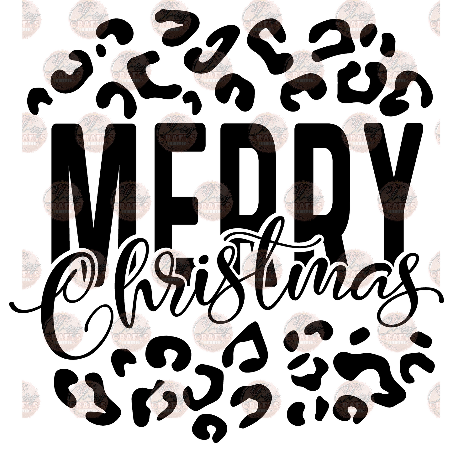 Merry Christmas Black Leopard - Sublimation Transfer