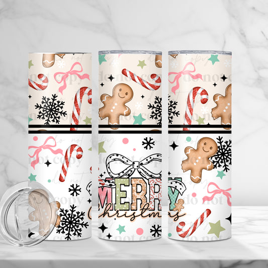 Merry Christmas Bow Wrap Tumbler Transfer