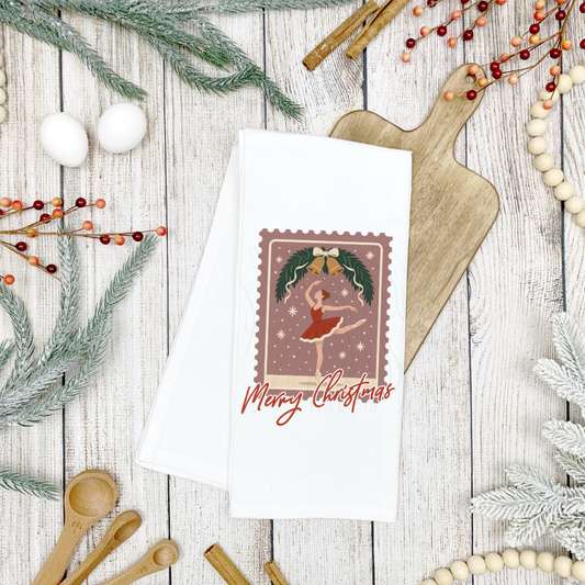 Merry Christmas Dancer Tea Towel Transfer