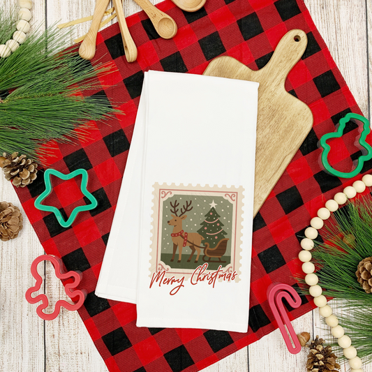 Merry Christmas Deer Tea Towel Transfer