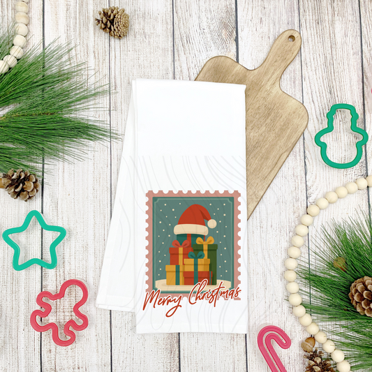 Merry Christmas Gifts Tea Towel Transfer