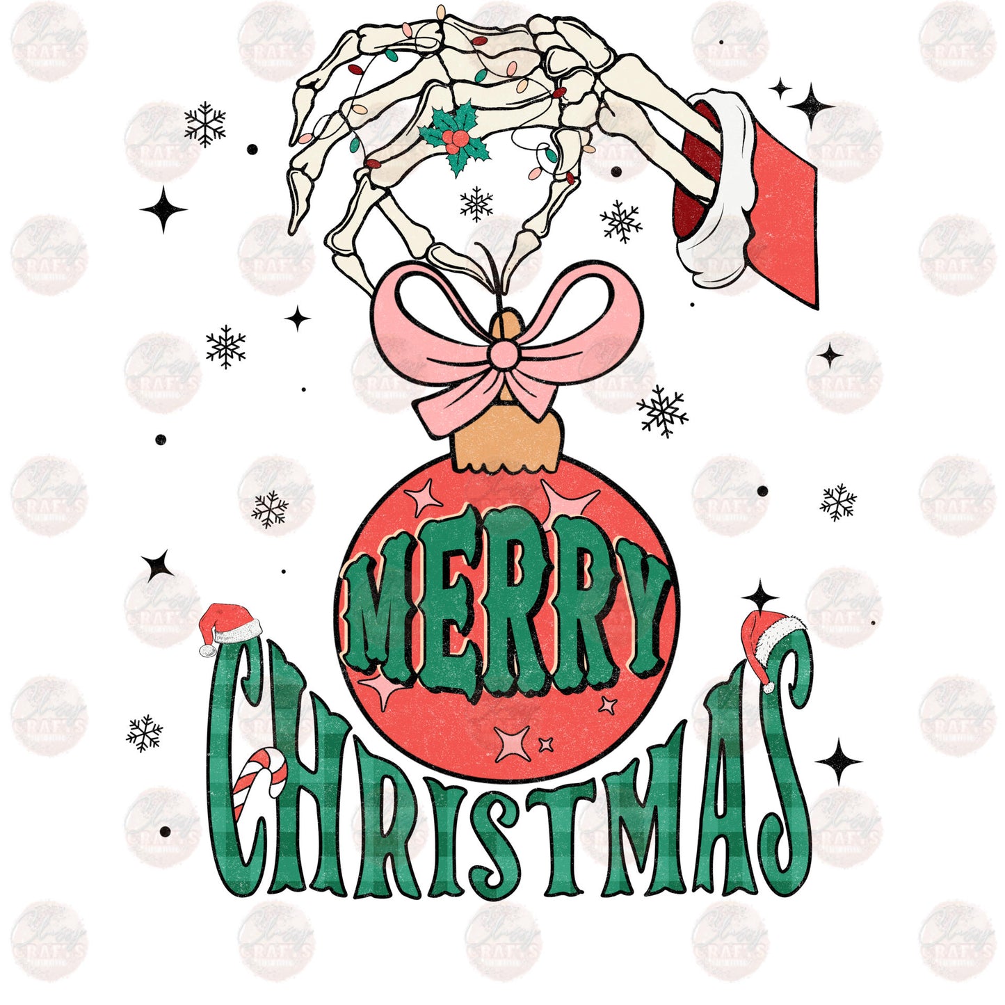 Merry Christmas Skelly Hand - Sublimation Transfer