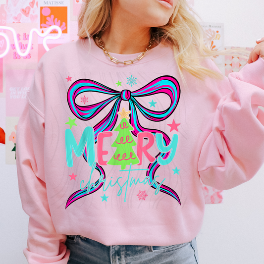 Merry Pink Bow Transfer