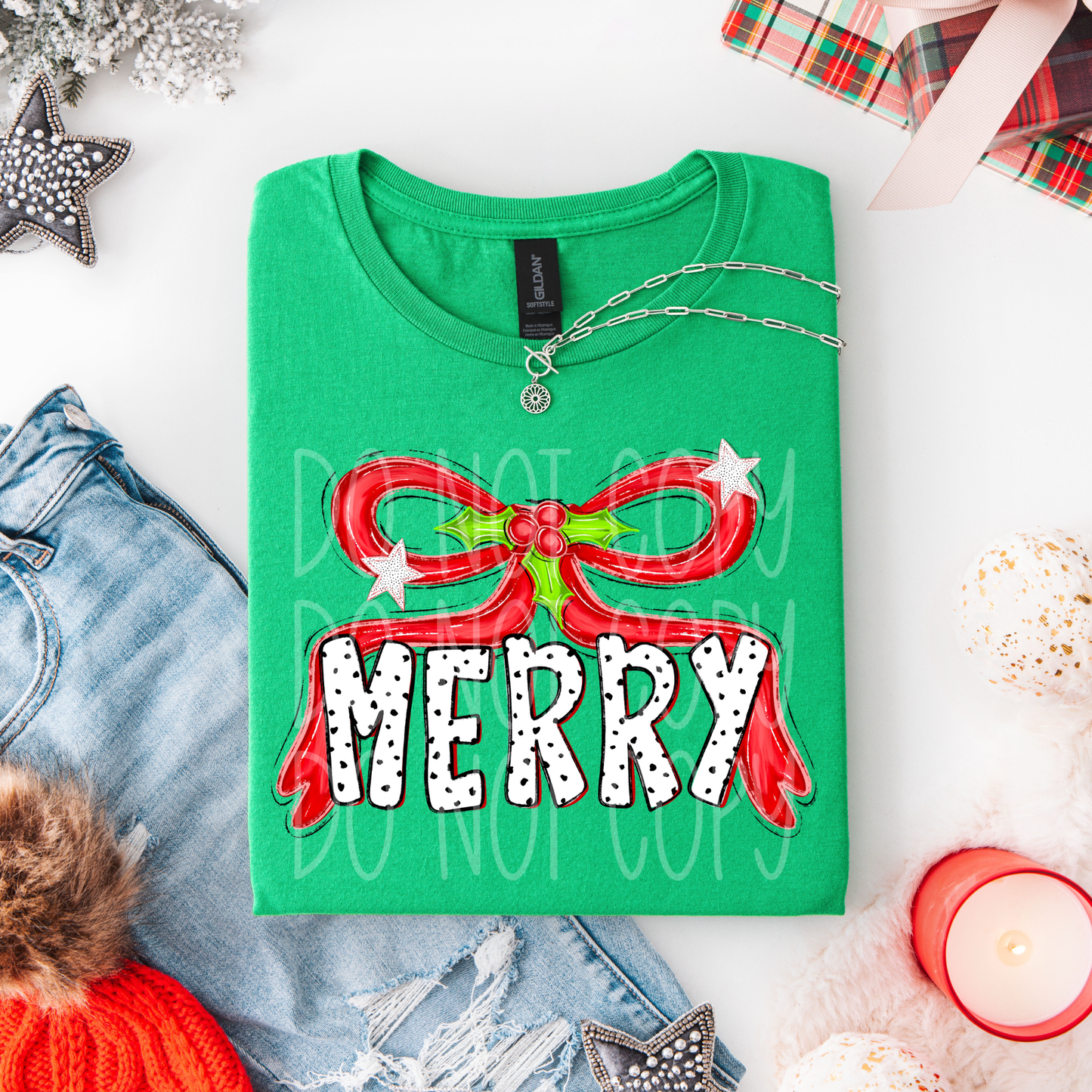 Merry Red Coquette Bow Transfer