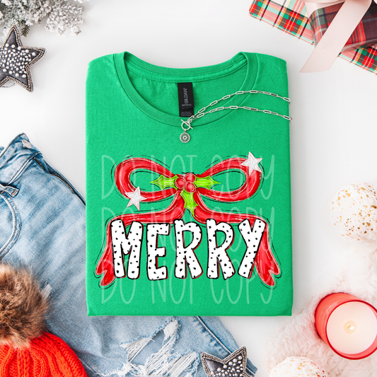 Merry Red Coquette Bow Transfer
