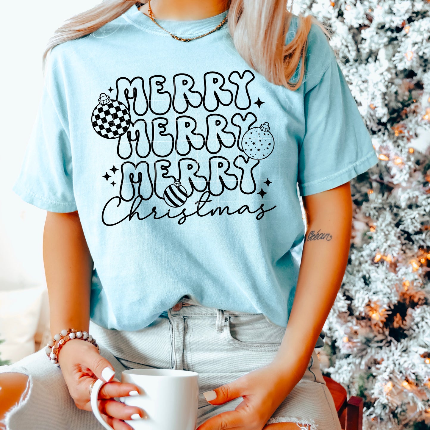 Merry Stacked Single Color White Transnfer