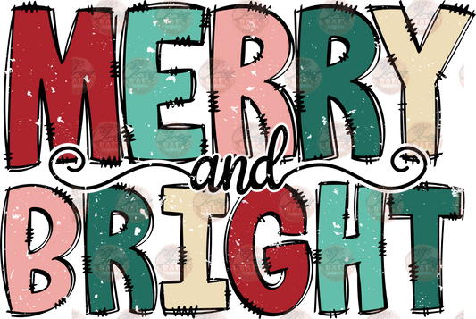 Merry & Bright Distressed - Sublimation Transfer