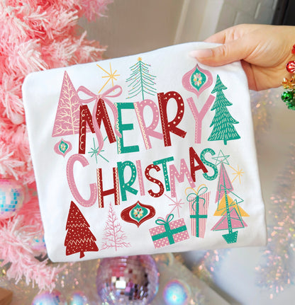 Merry Christmas Trees Treansfer ** TWO PART* SOLD SEPARATELY**