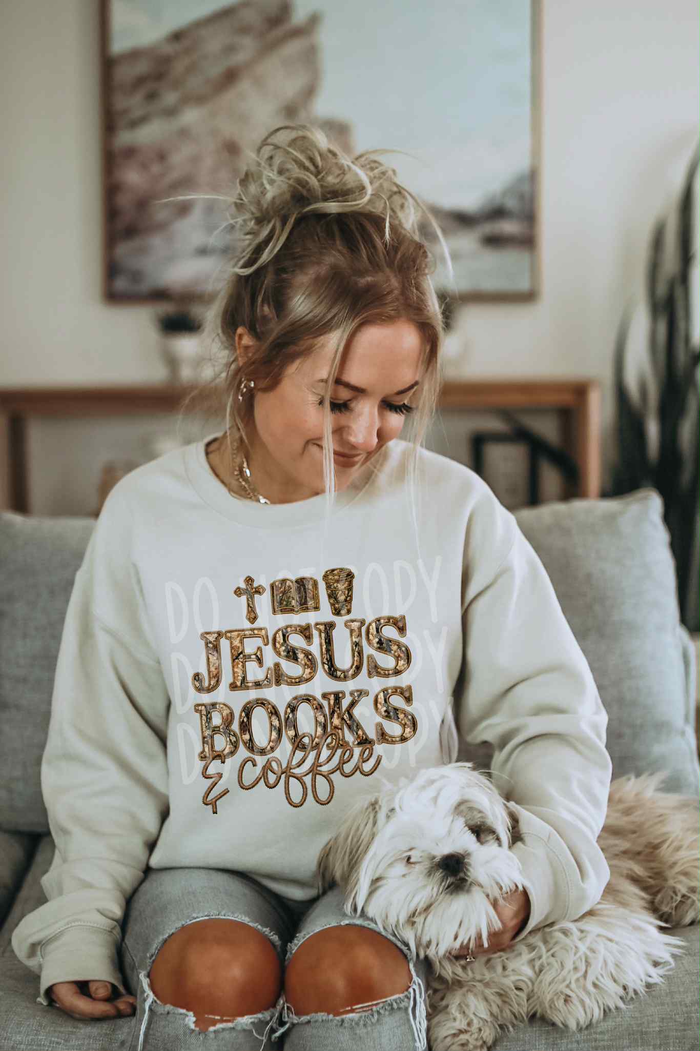Jesus Books And Coffee Camo Transfer
