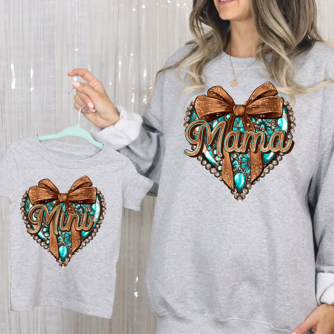 Mama Mini Teal Heart Transfer