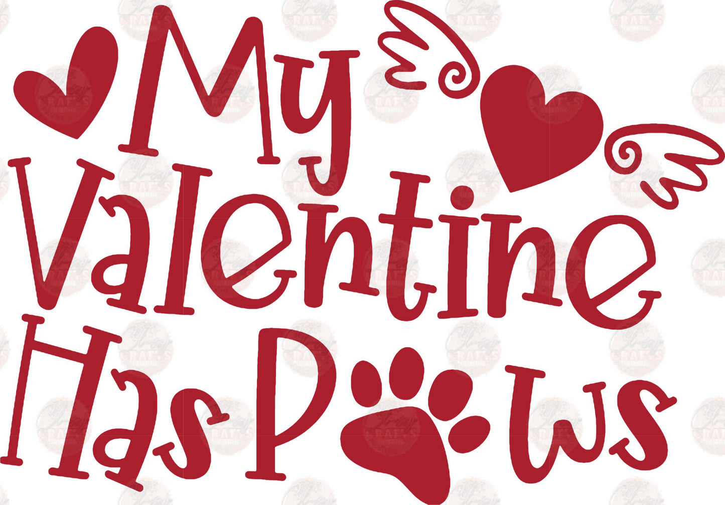 My Valentines Has Paws Red Transfer