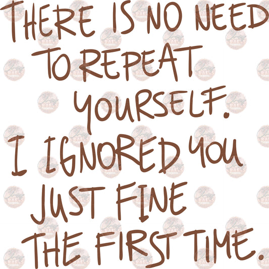 No Need To Repeat Transfer