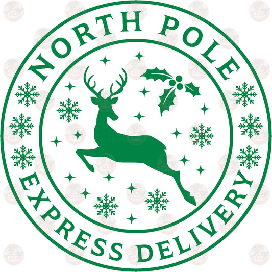 North Pole Express Delivery Green - Sublimation Transfers