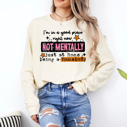 Not Mentally, Just A Homebody Black Transfer