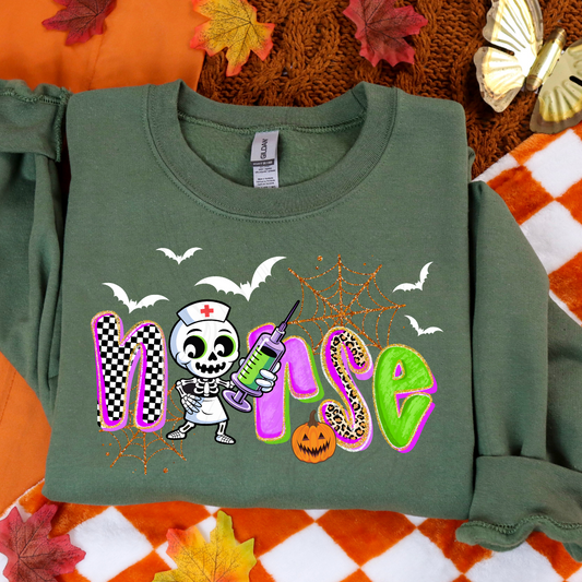 Nurse Skeleton Halloween Transfer